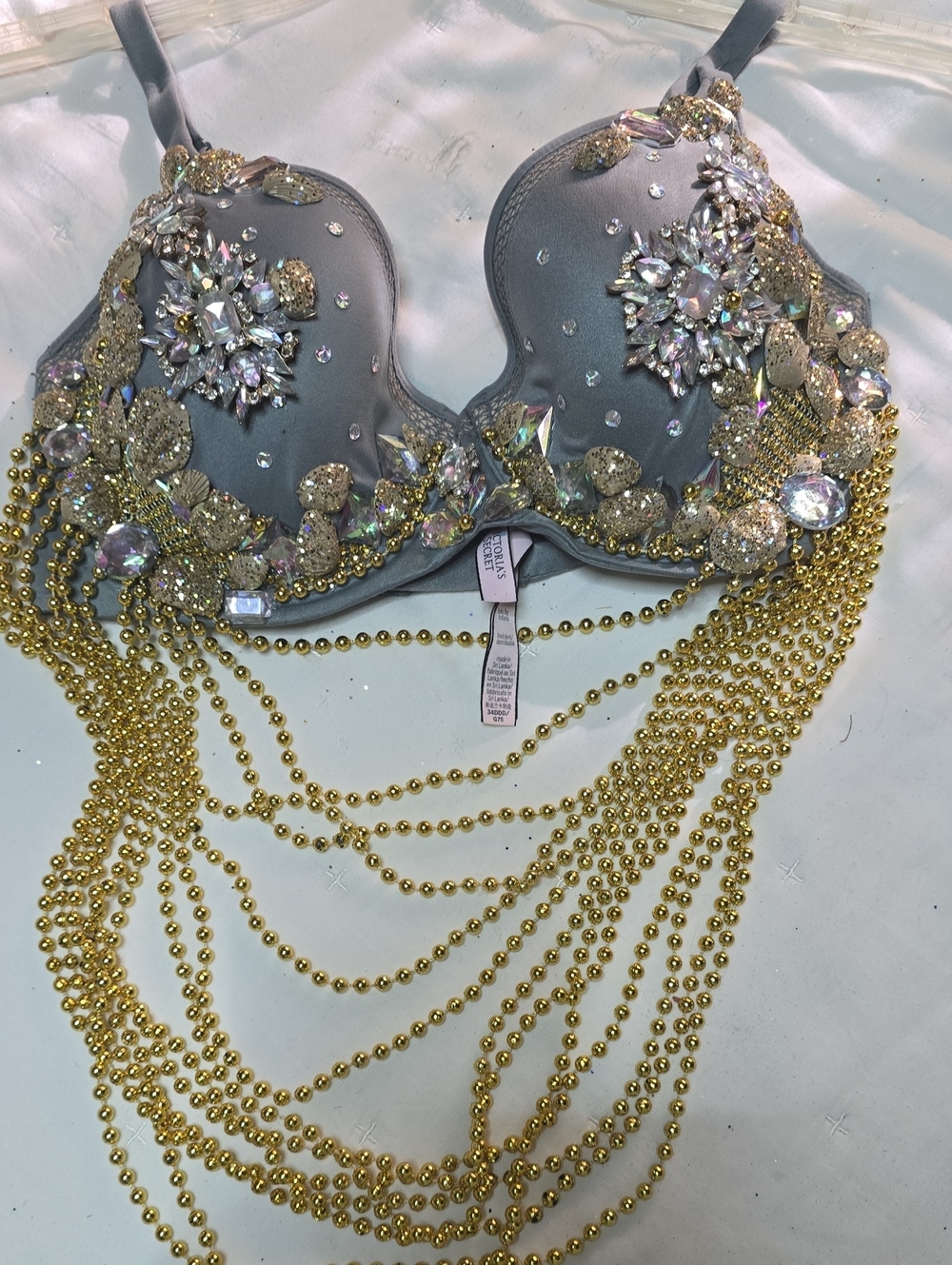 Embellished Gray Victoria Bra Top